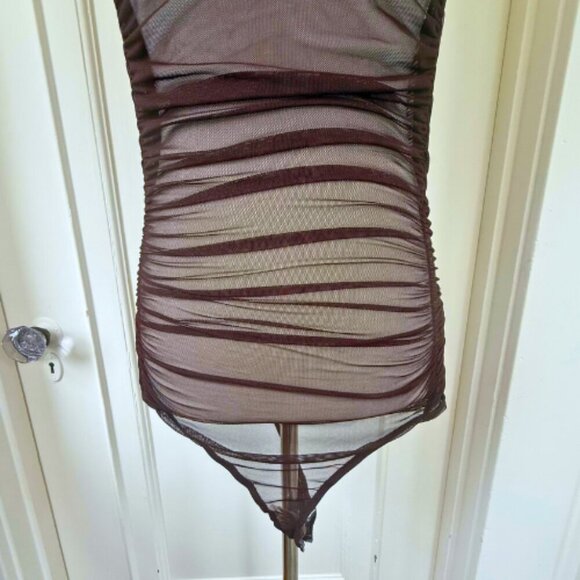 INTIMATELY BY FREE PEOPLE Under It All Sleeveless Brown Mesh Bodysuit Size M - Picture 3 of 10